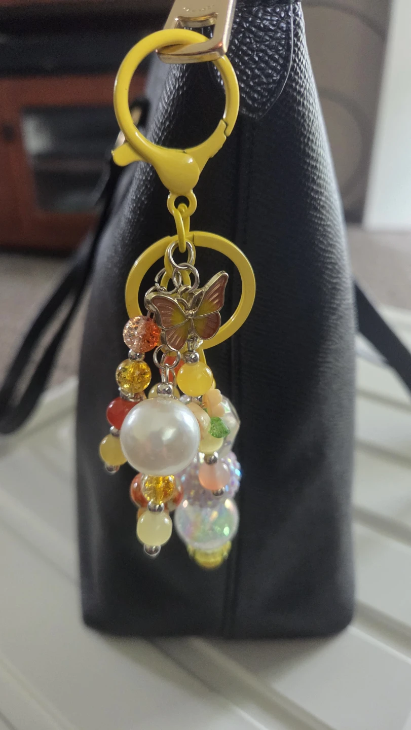 Beaded Butterfly Charm Keychain