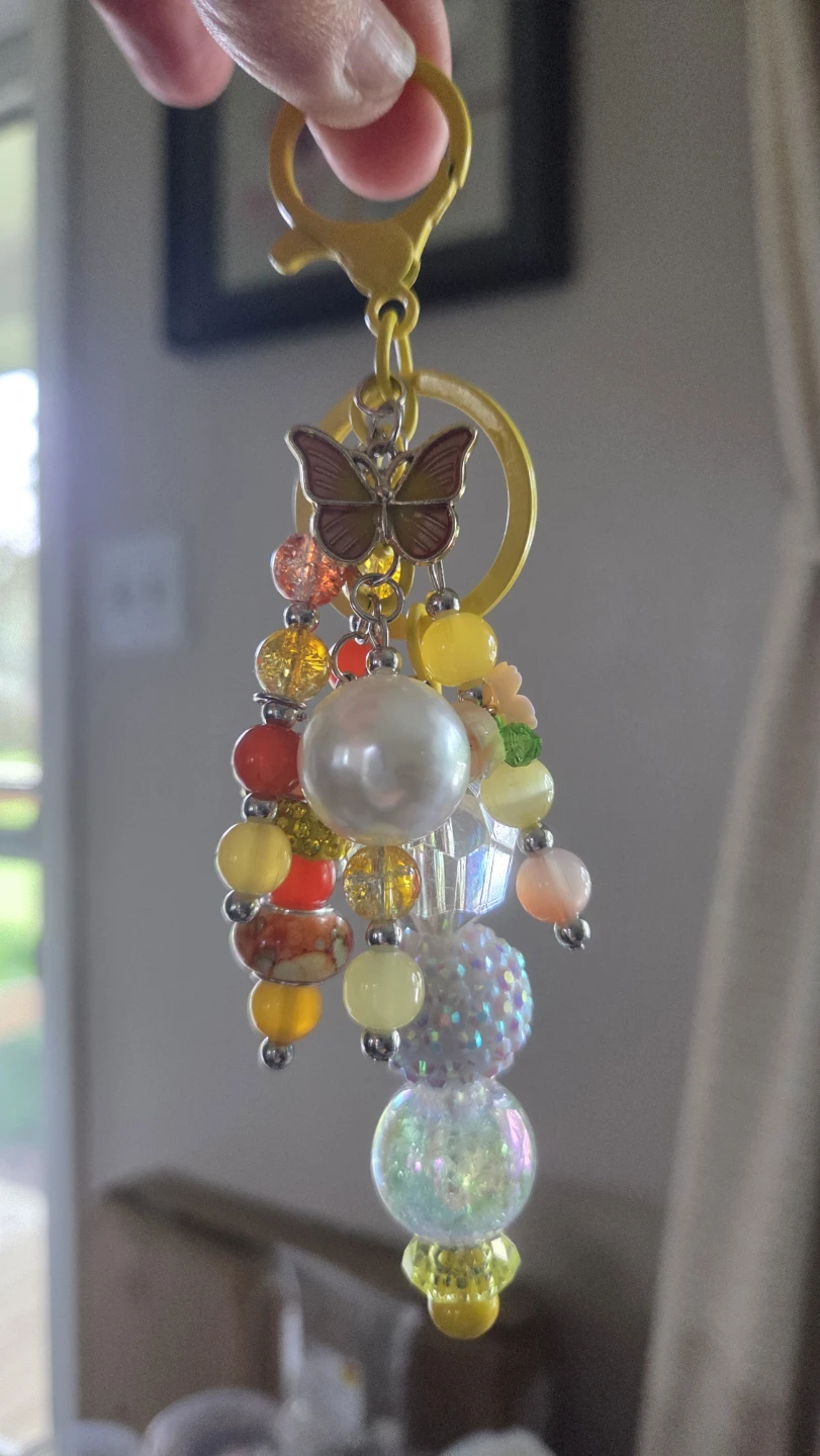 Beaded Butterfly Charm Keychain - photo 2