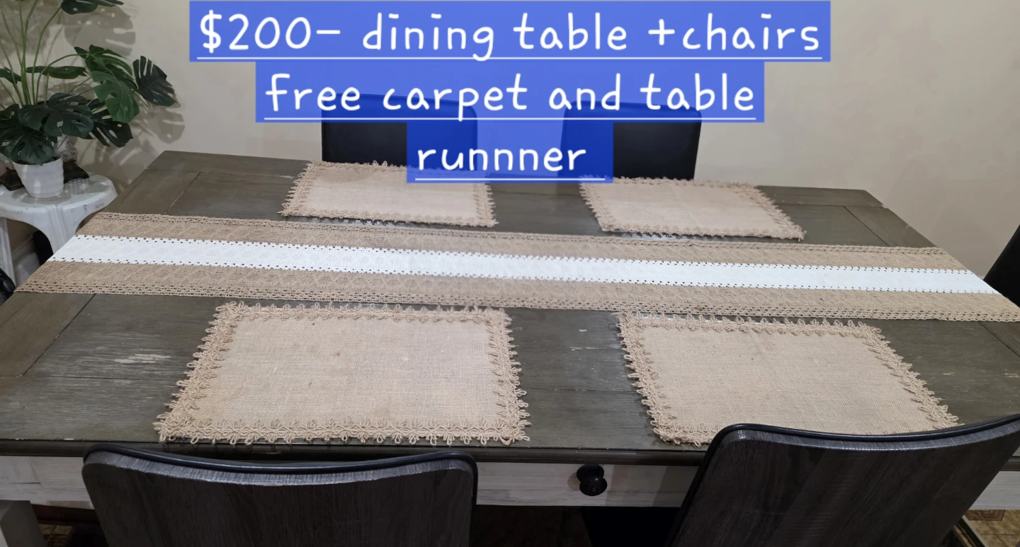 6 seater Dinning table with chairs + Free carpet