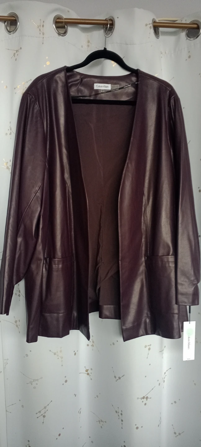 Calvin Klein Faux Leather Blazer Jacket