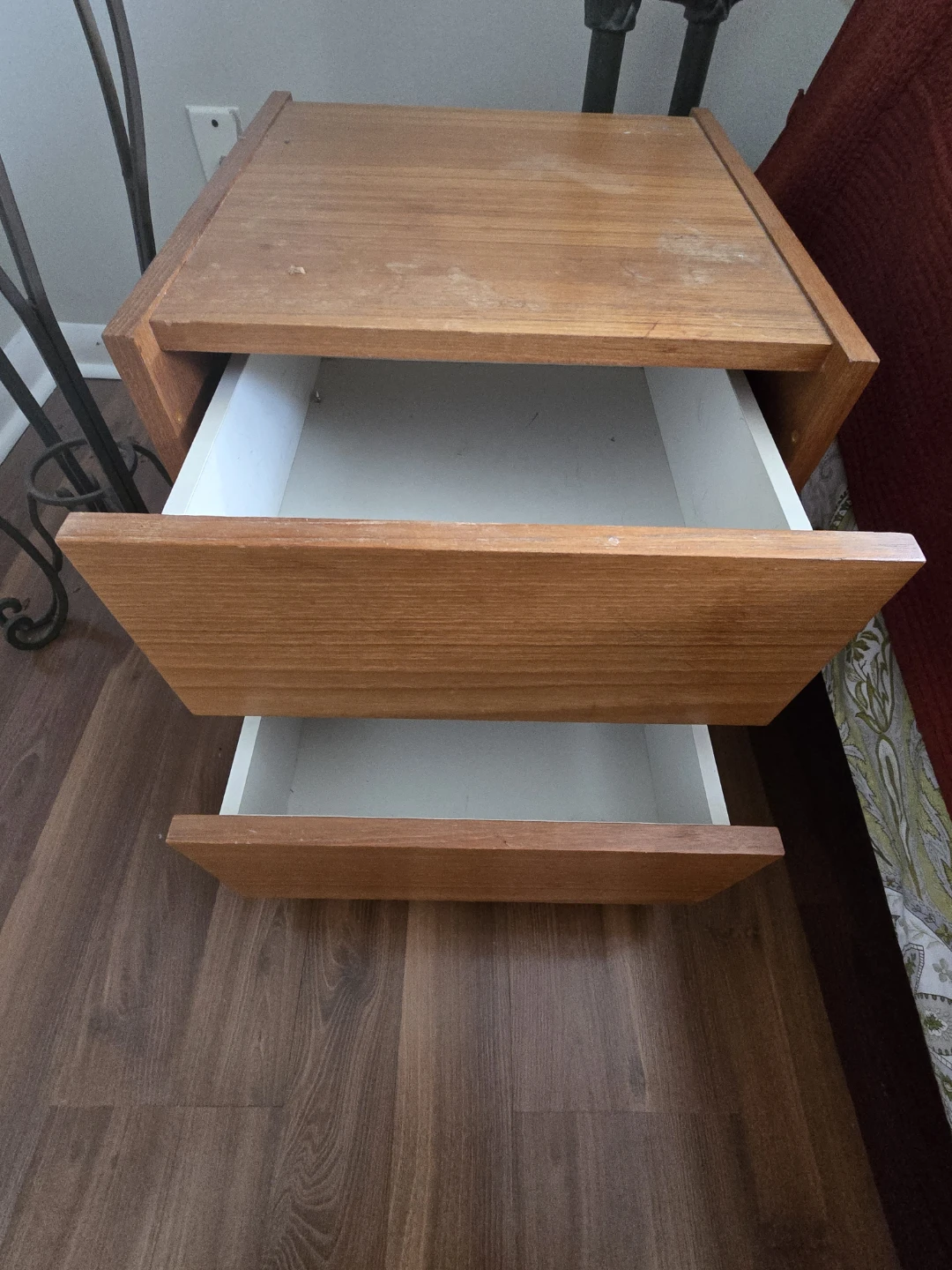 Wooden Nightstand with Two Drawers