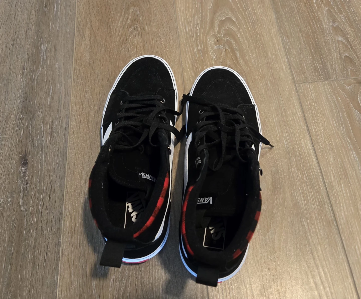 Vans Sk8-Hi Black Plaid Lined Mid Top Sneakers - photo 4