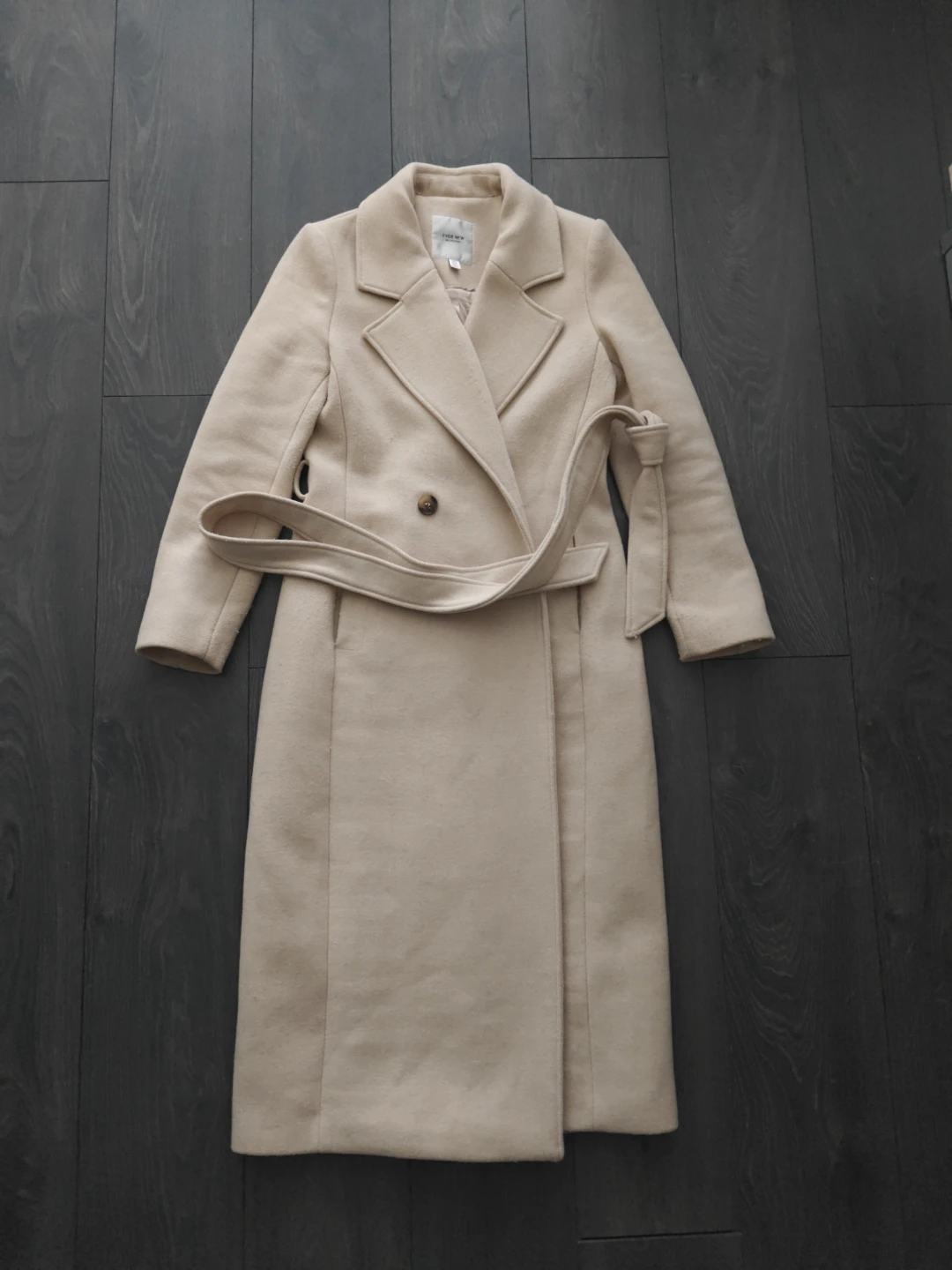 Beige Winter Belted Maxi Coat