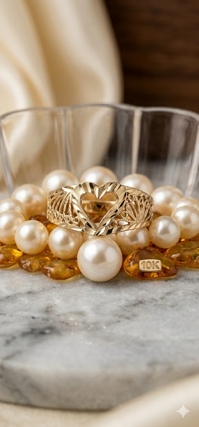 10K Gold Heart Filigree Ring - photo 2