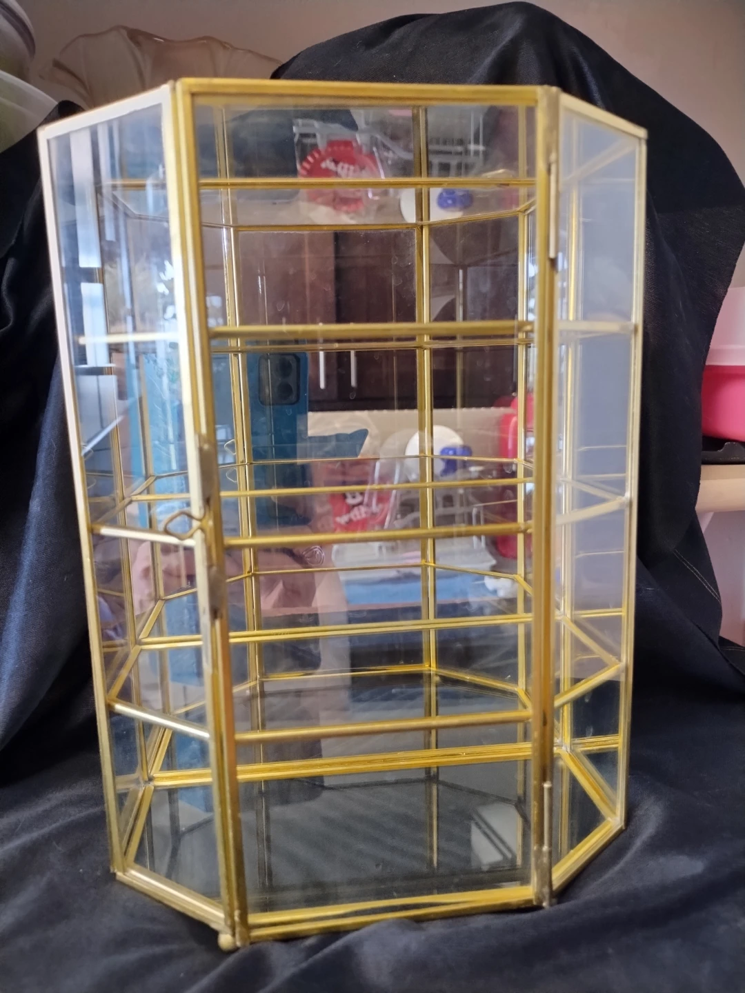 Glass Display Cabinet with Gold Trim - photo 2