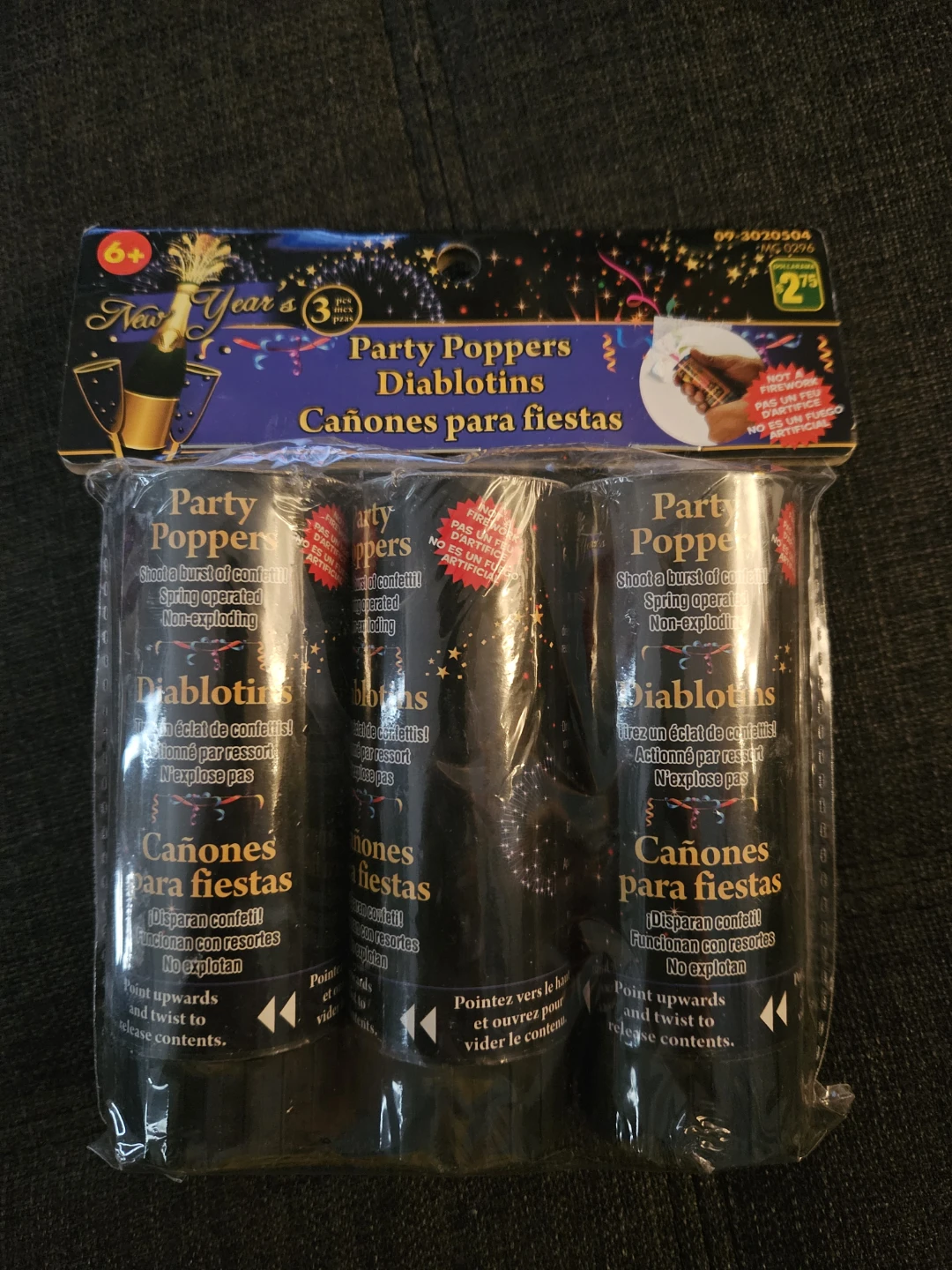 Party Confetti Poppers - 3 Pack
