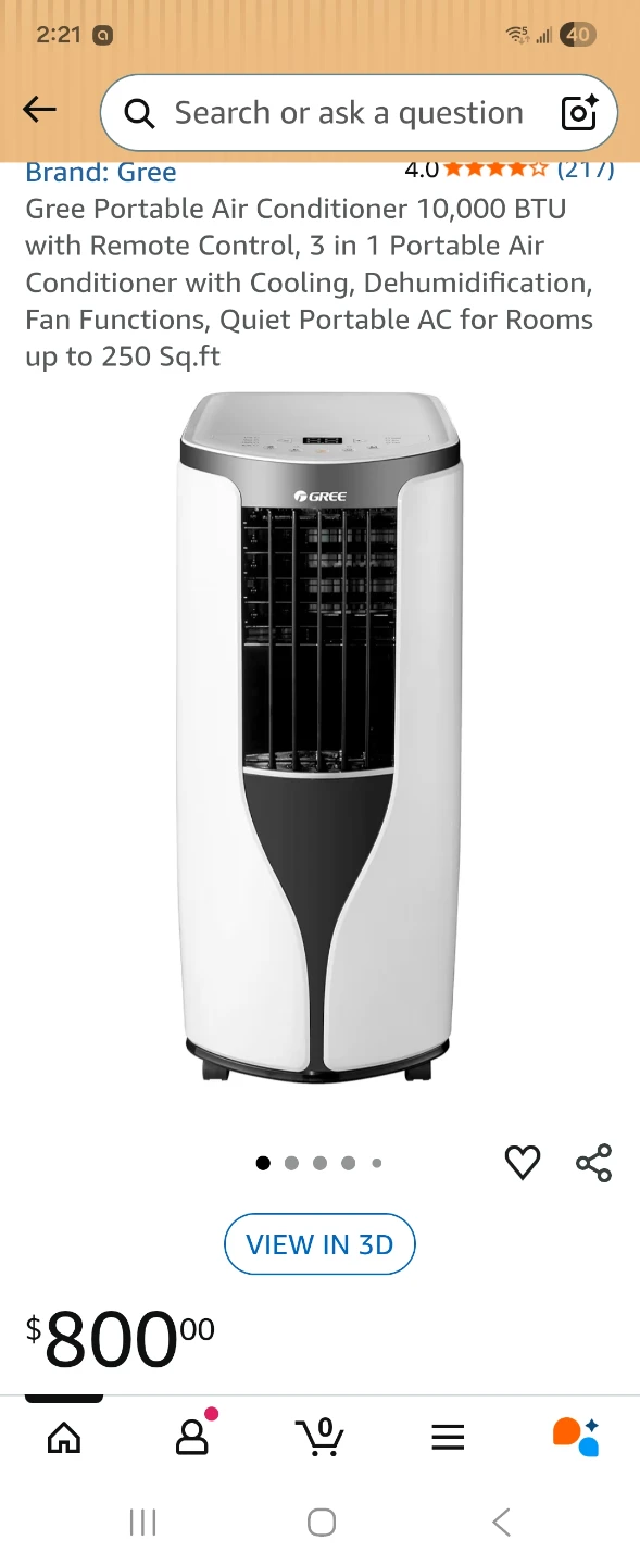 Gree Portable Air Conditioner 10,000 BTU