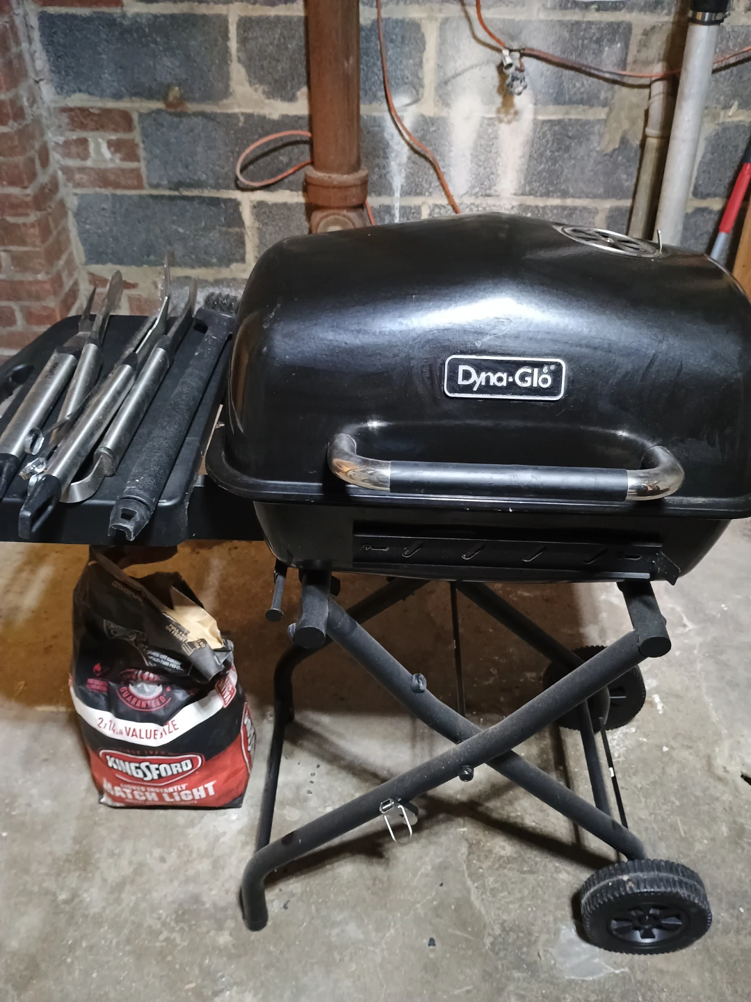 Dyna-Glo Portable Charcoal Grill with Utensils and Charcoal