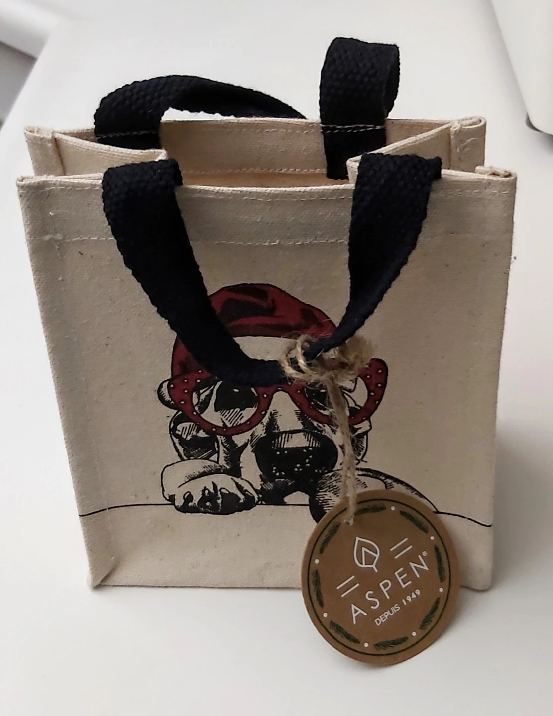 Aspen Canvas Tote Bag with Dog Graphic