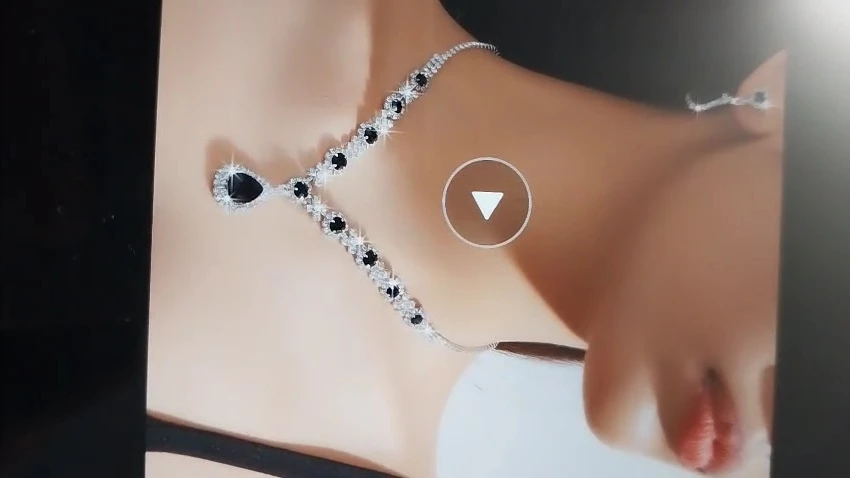 Silver necklace and earring set with black stones