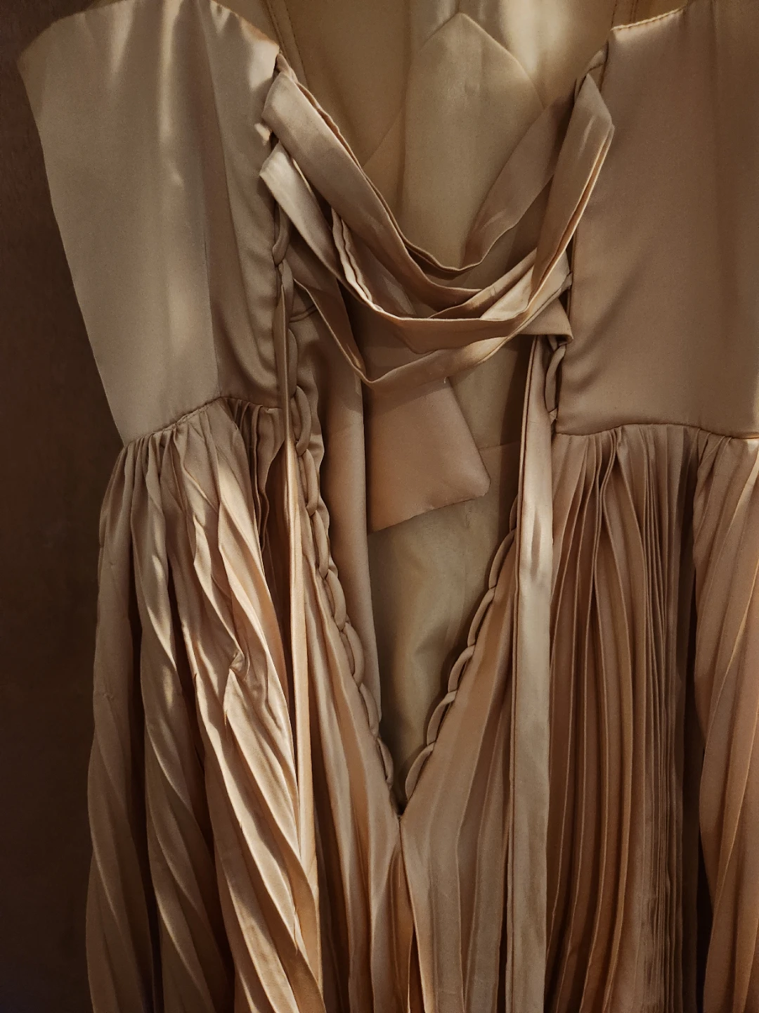 Gold Strapless Pleated Midi Dress - photo 2