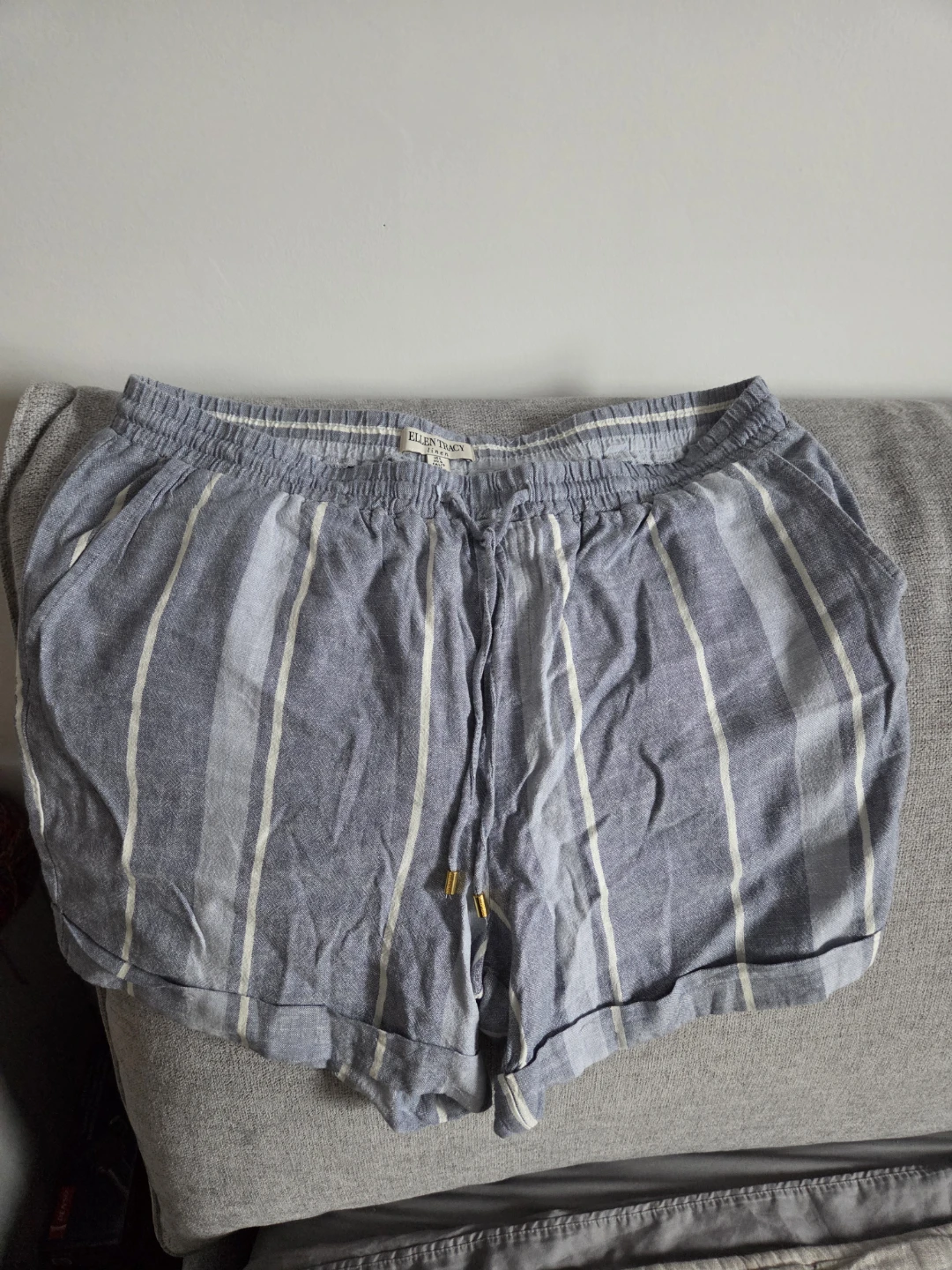 New. Linen Ellen Tracy Linen Blend Striped Shorts