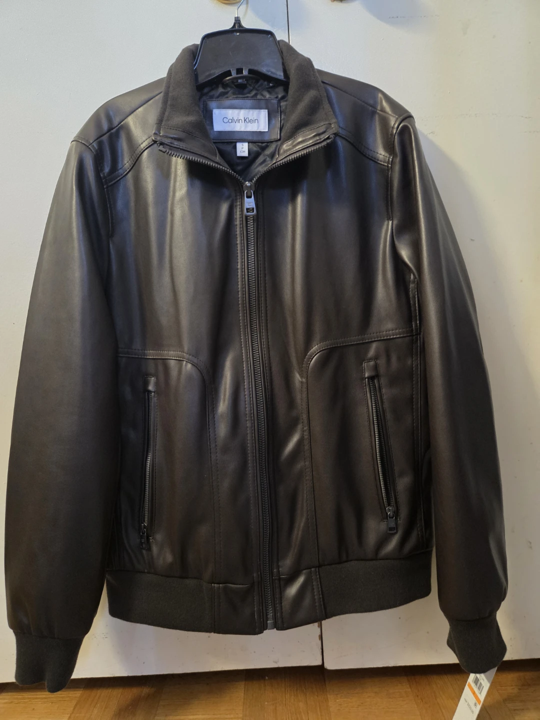 Calvin Klein Men's Faux Leather Bomber Jacket - Size S/Med