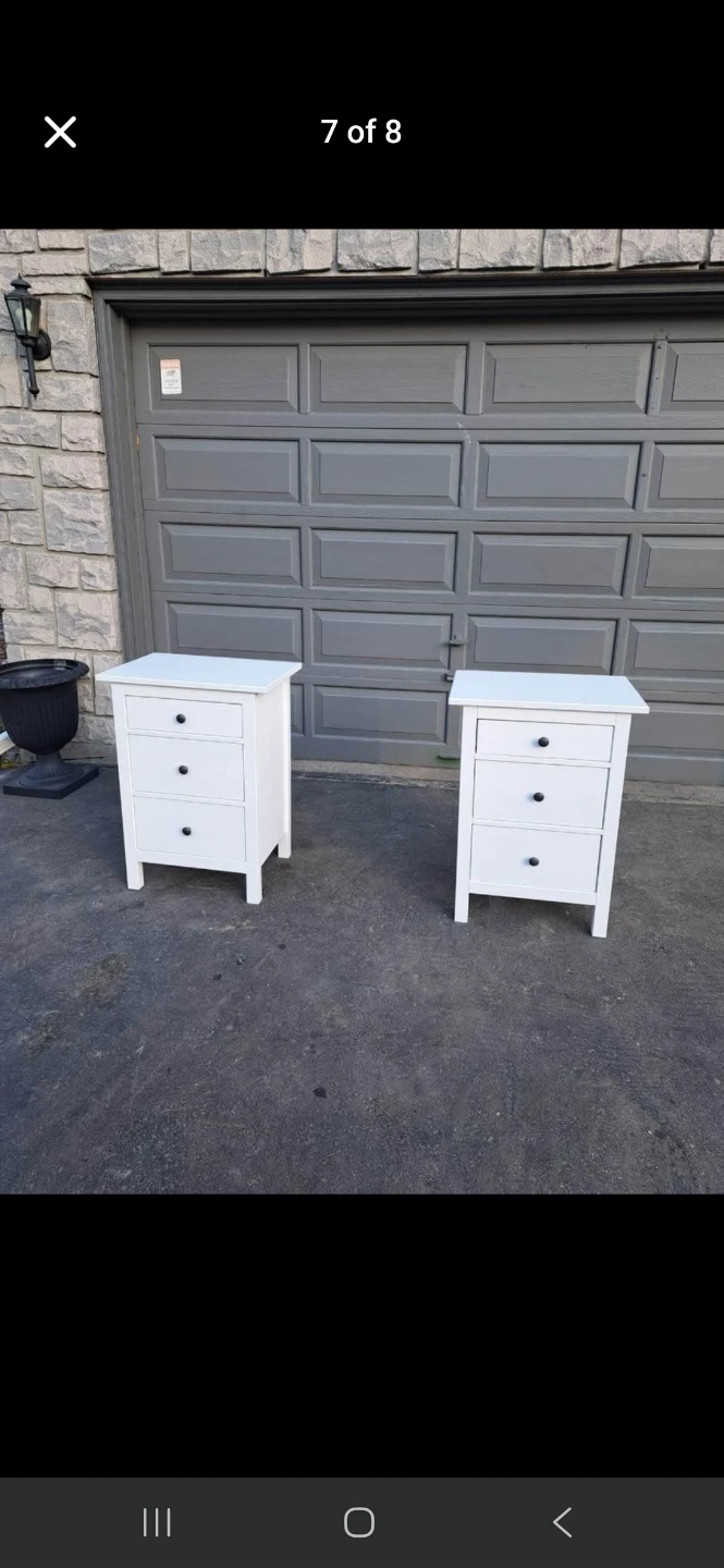 White 3-Drawer Nightstand / Side Table - photo 3