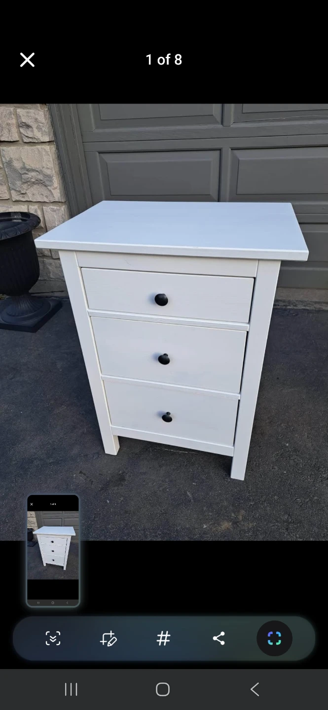 White 3-Drawer Nightstand / Side Table - photo 4