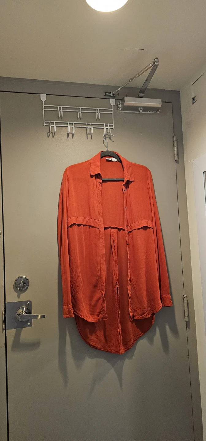 Enzzo Orange Button-Up Shirt - Size S