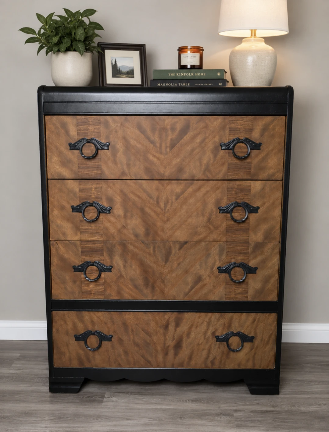 Stunning Refinished Vintage Dresser | Rich Wood Grain Finish