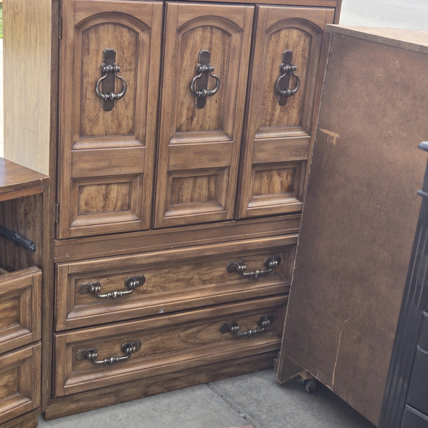 Vintage Wood Dresser and Wardrobe Set