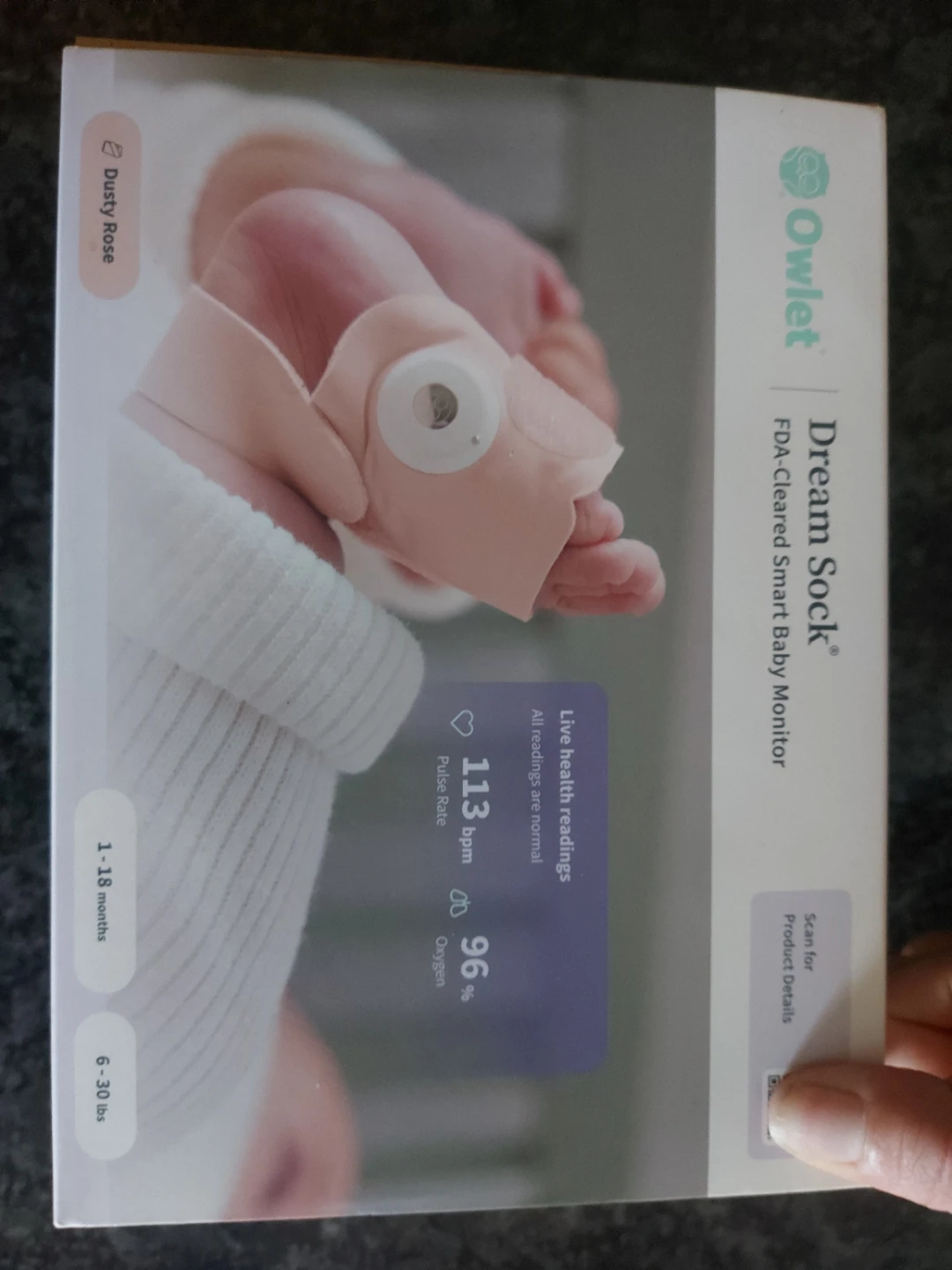 Owlet Dream Sock Smart Baby Monitor Dusty Rose