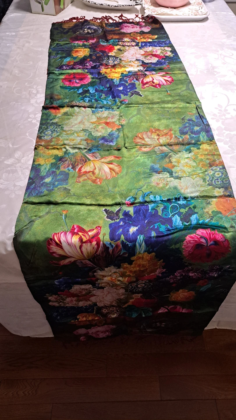 Large Silk Floral Print Shawl