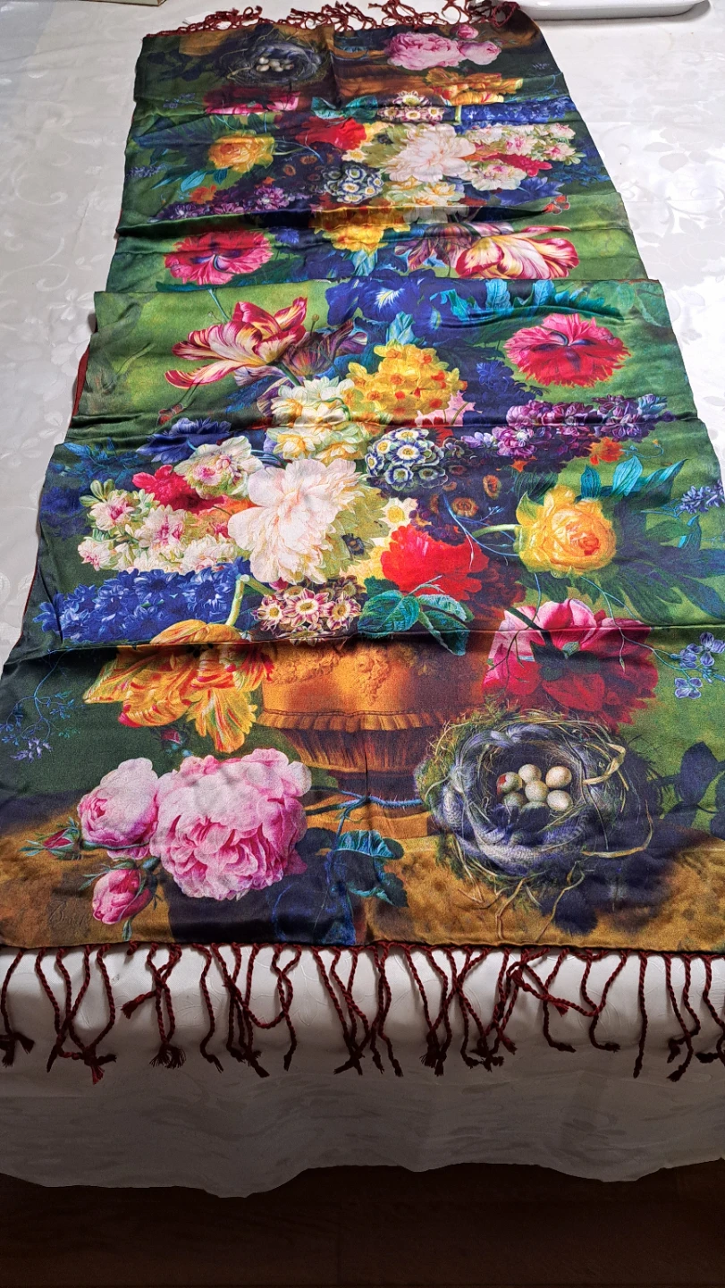 Large Silk Floral Print Shawl - photo 2