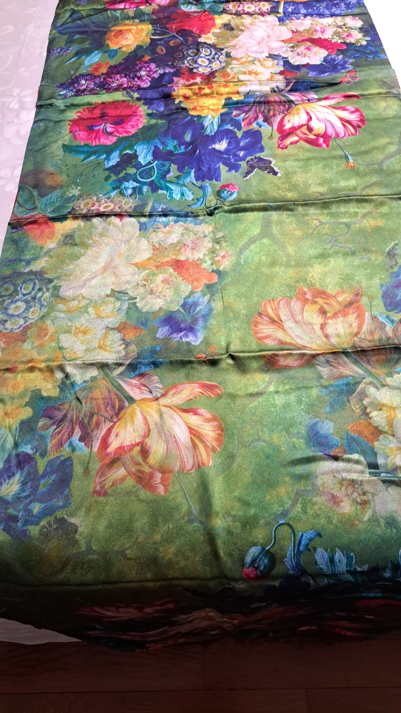 Large Silk Floral Print Shawl - photo 3