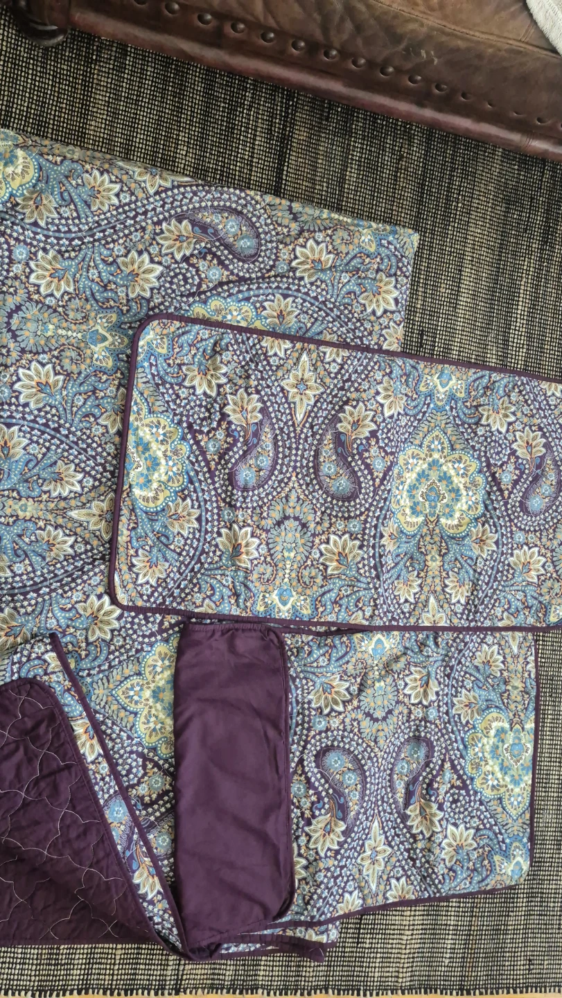 Purple Paisley Quilted Pillow Sham & Cover Set