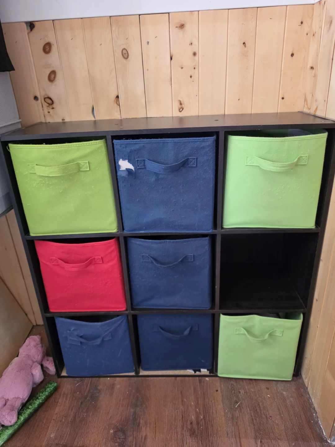 Dark Brown 9-Cube Storage Organizer with Bins