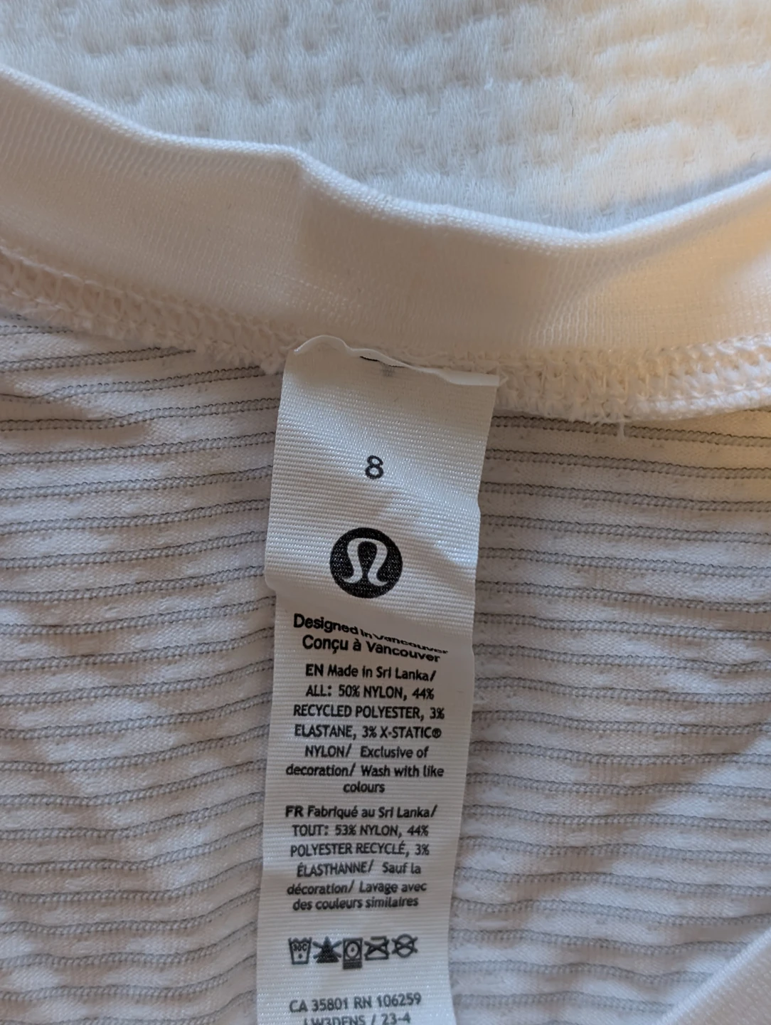 Lululemon White Ribbed Athletic T-Shirt Size 8 - photo 2