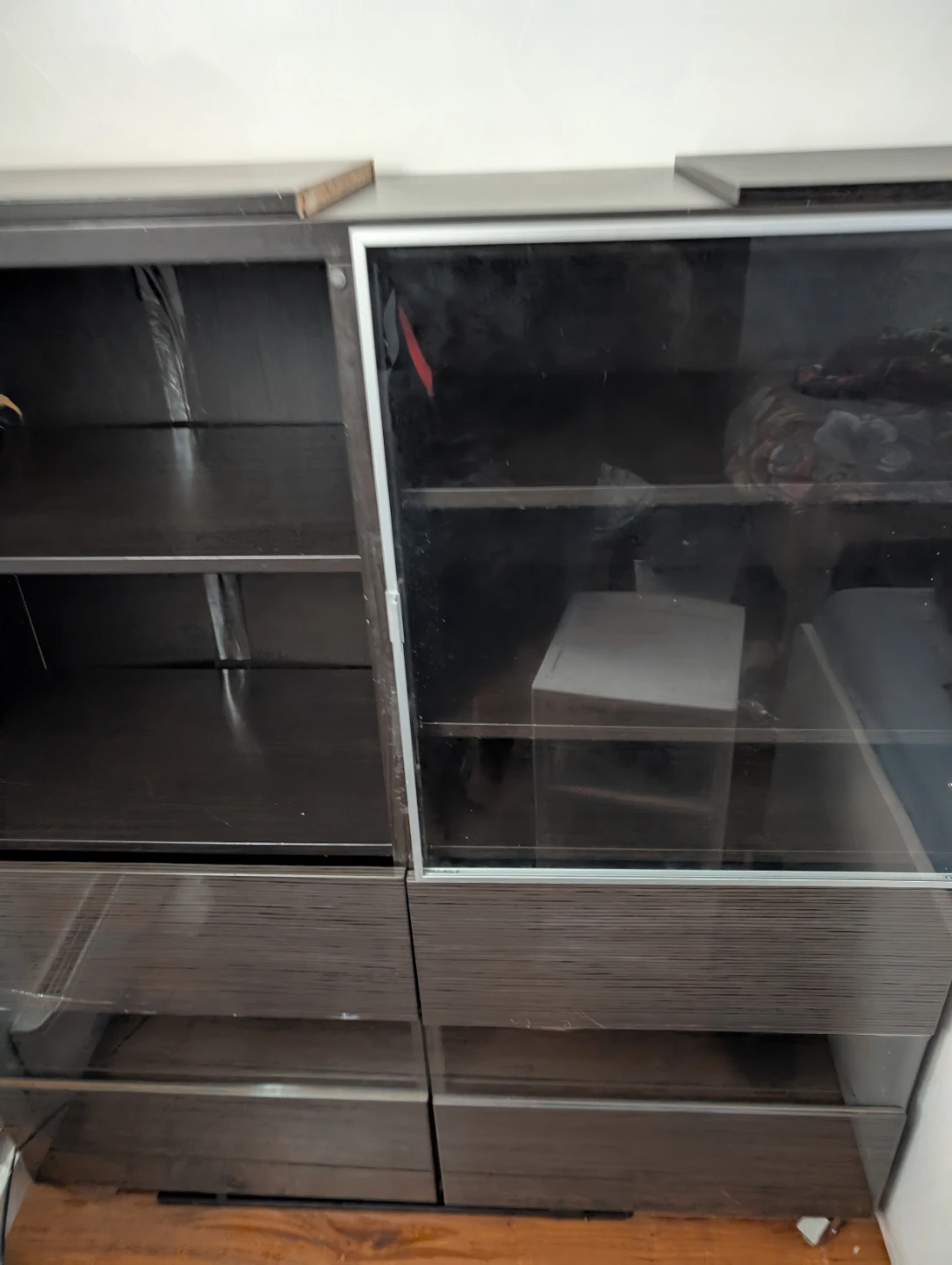 Dark Wood Display Cabinet with Glass Doors from IKEA - photo 2