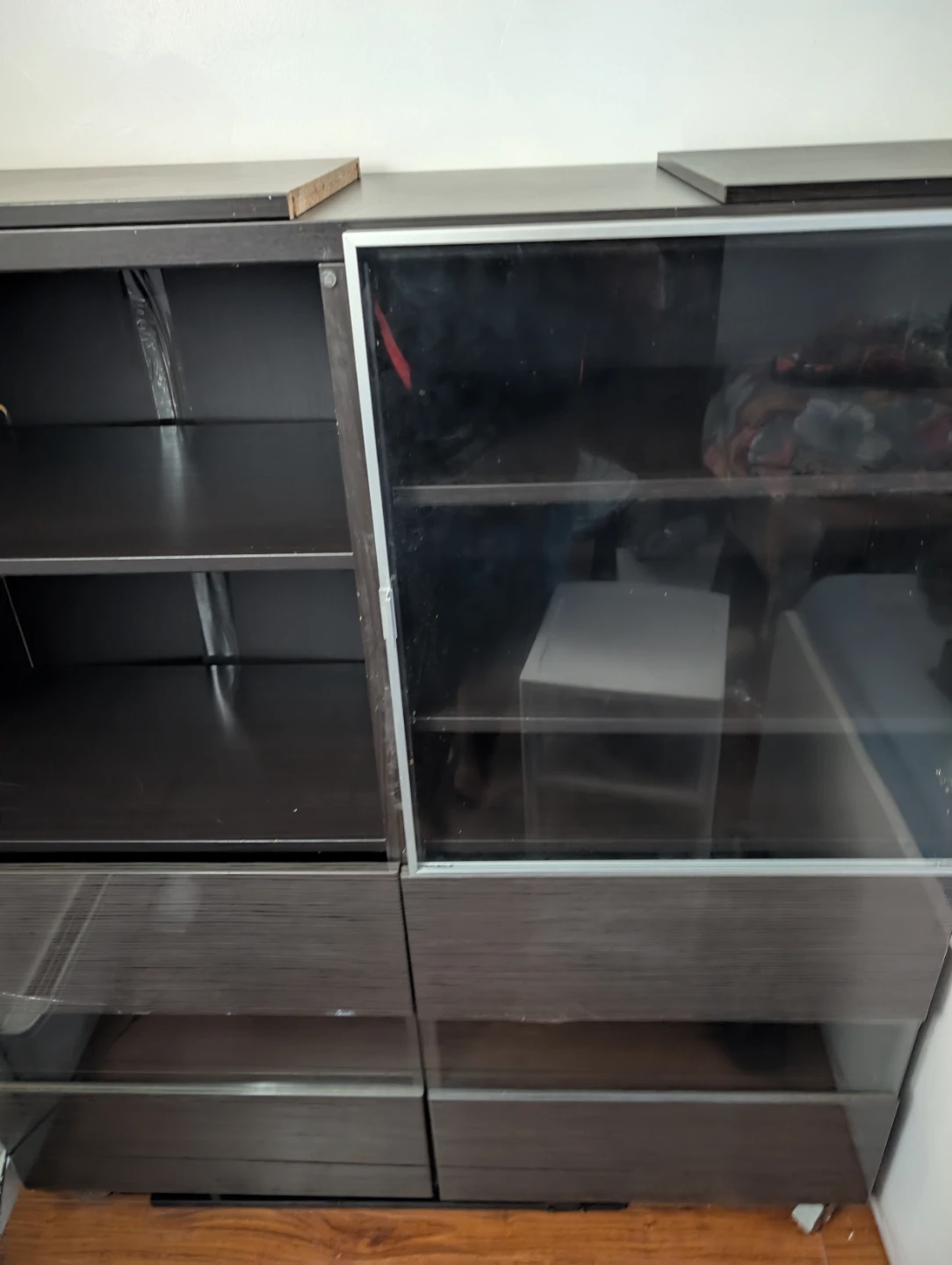 Dark Wood Display Cabinet with Glass Doors from IKEA - photo 3