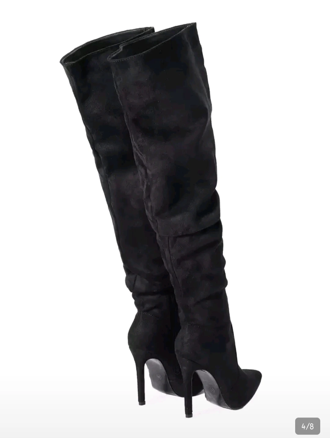 Black Suede Over-the-Knee High Heel Boots - photo 3