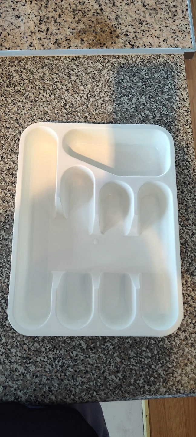 White Plastic Cutlery Drawer Organizer Tray