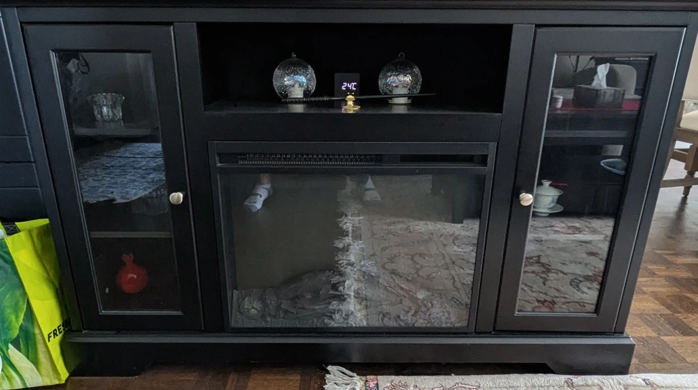 Black Electric Fireplace TV stand with remote control and heater - photo 3