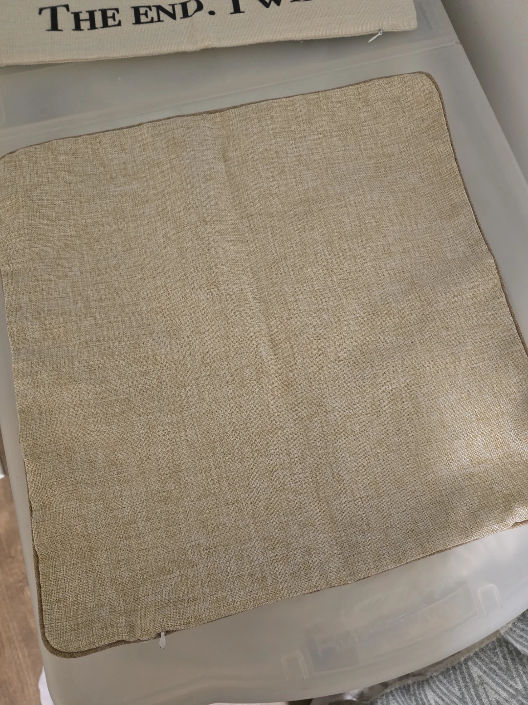 Beige Linen Pillow Cover with "Love" Design - photo 3
