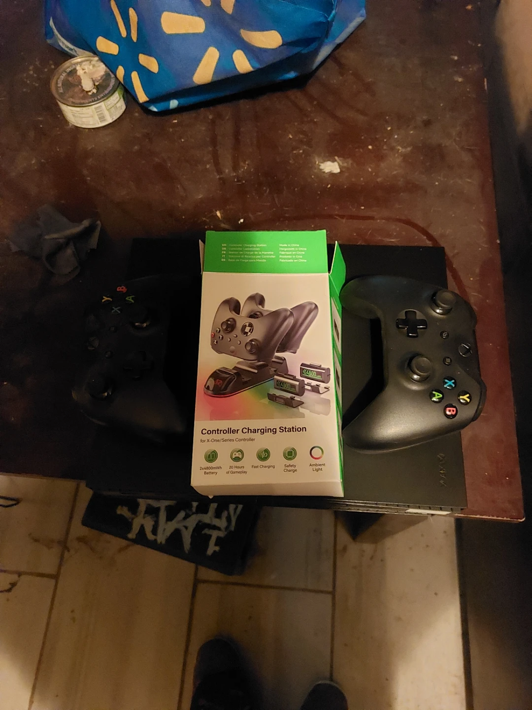 Two xbox controllers and  charging dock - photo 4