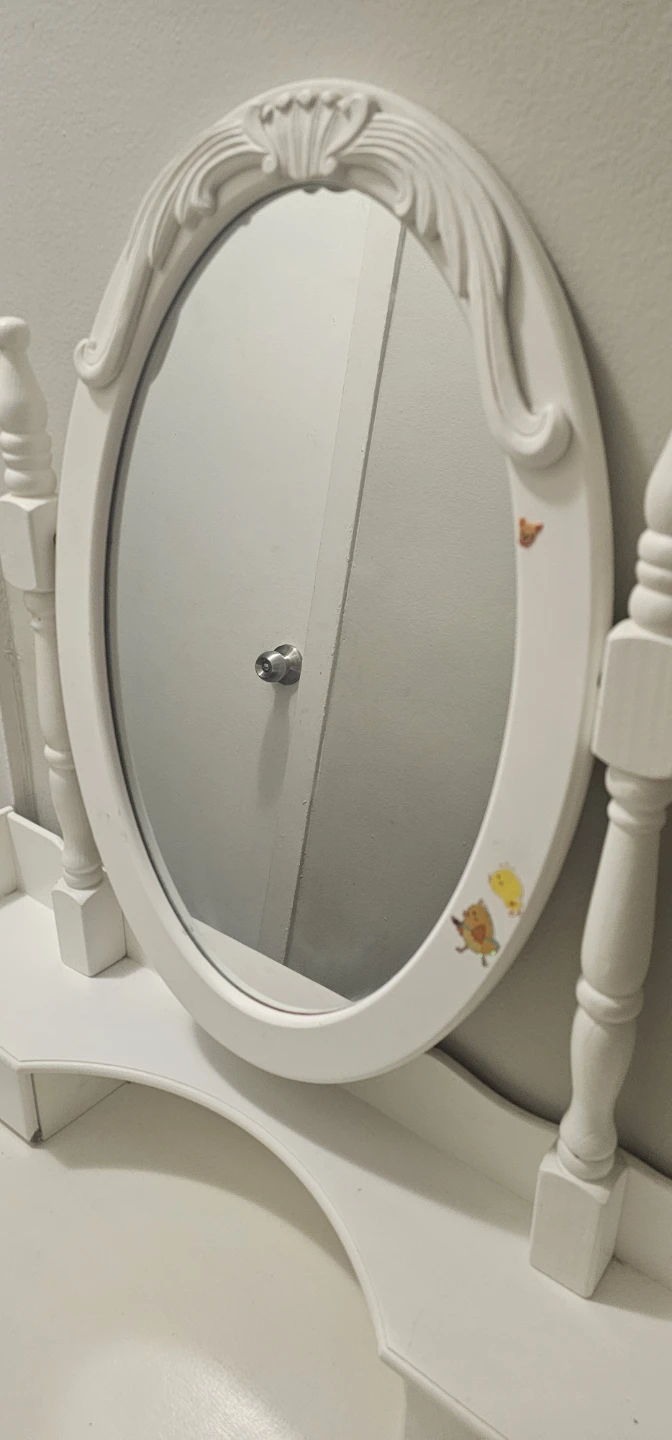 White Vanity Table with Oval Mirror - photo 2