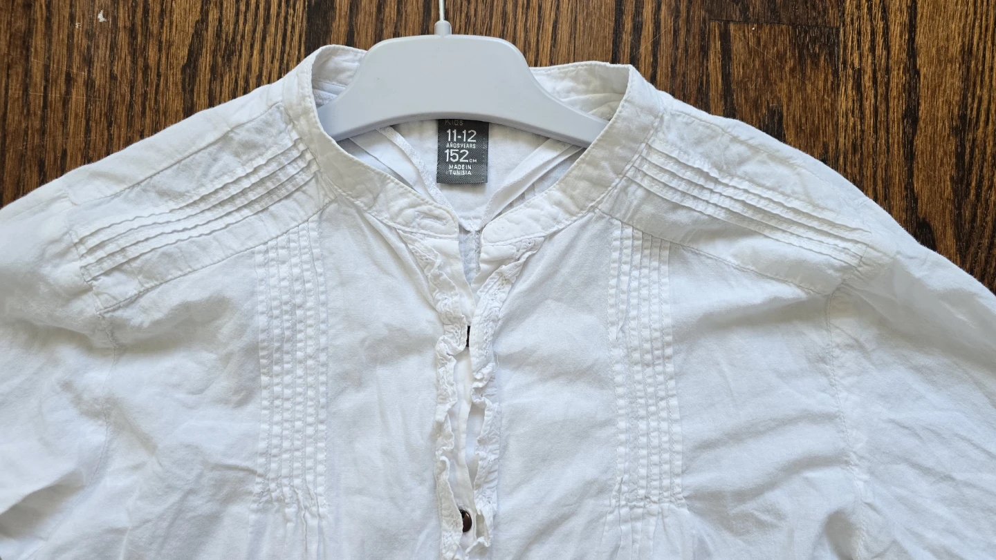 Zara Kids White Long Sleeve Blouse shirt Size 11-12 Years - photo 2