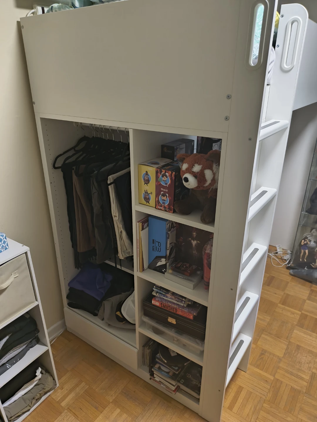 IKEA White Loft Bed with Desk and Storage - photo 4