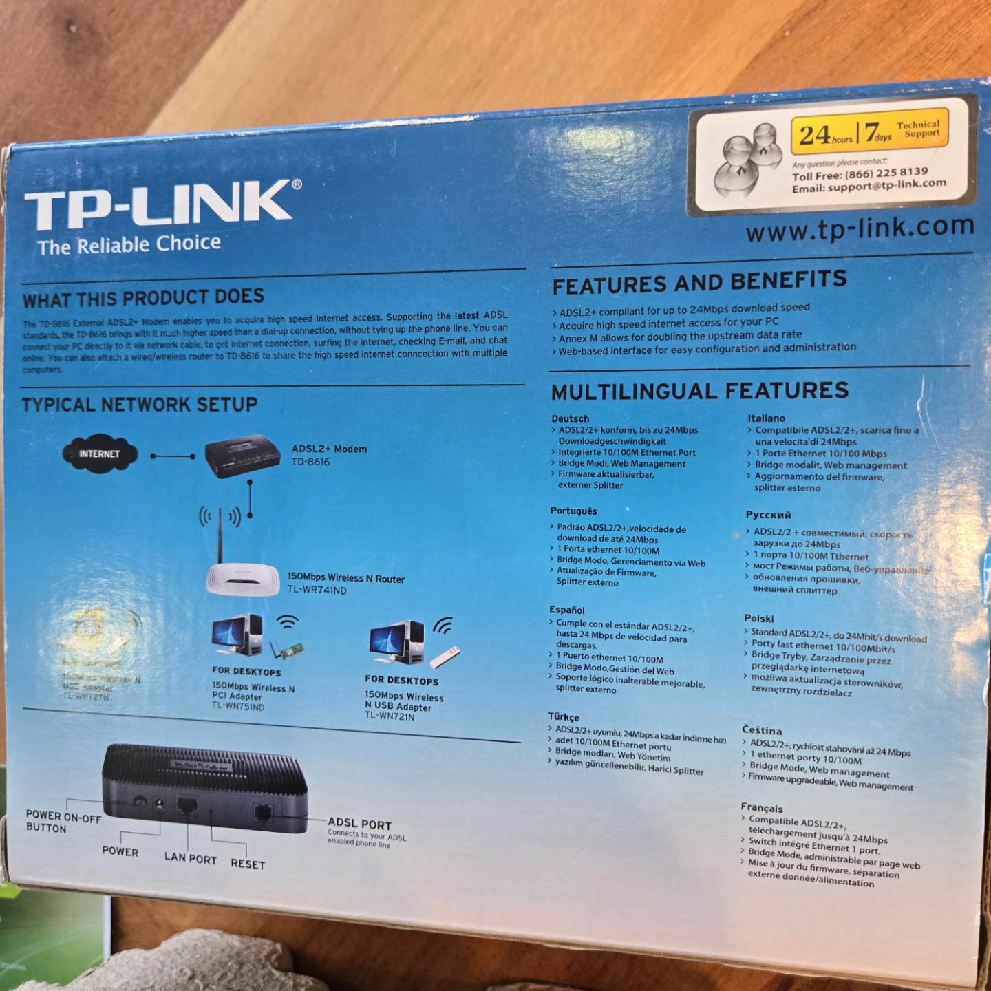 New. TP-Link ADSL2+ Modem TD-8616 router wifi - photo 4