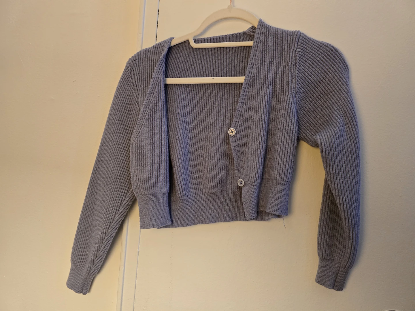 Gray-blue Cropped Cardigan