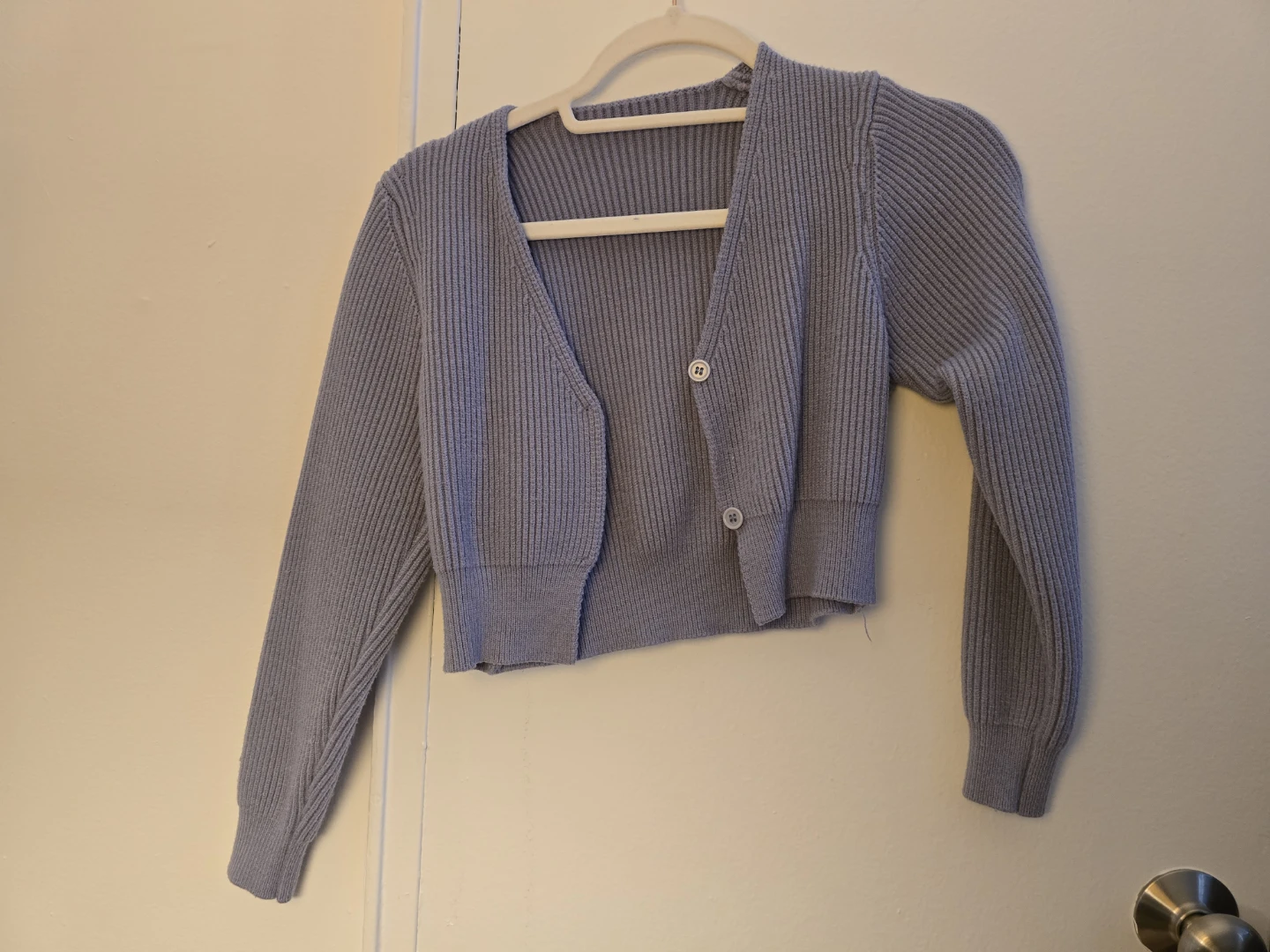 Gray-blue Cropped Cardigan - photo 2