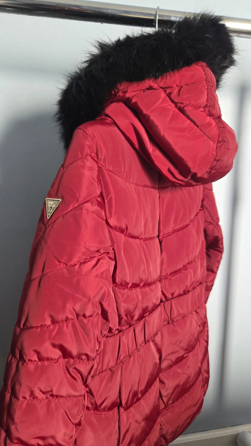 Guess Puffer Jacket with Fur Hood - Red - photo 2