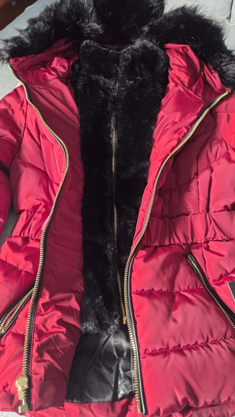 Guess Puffer Jacket with Fur Hood - Red - photo 4