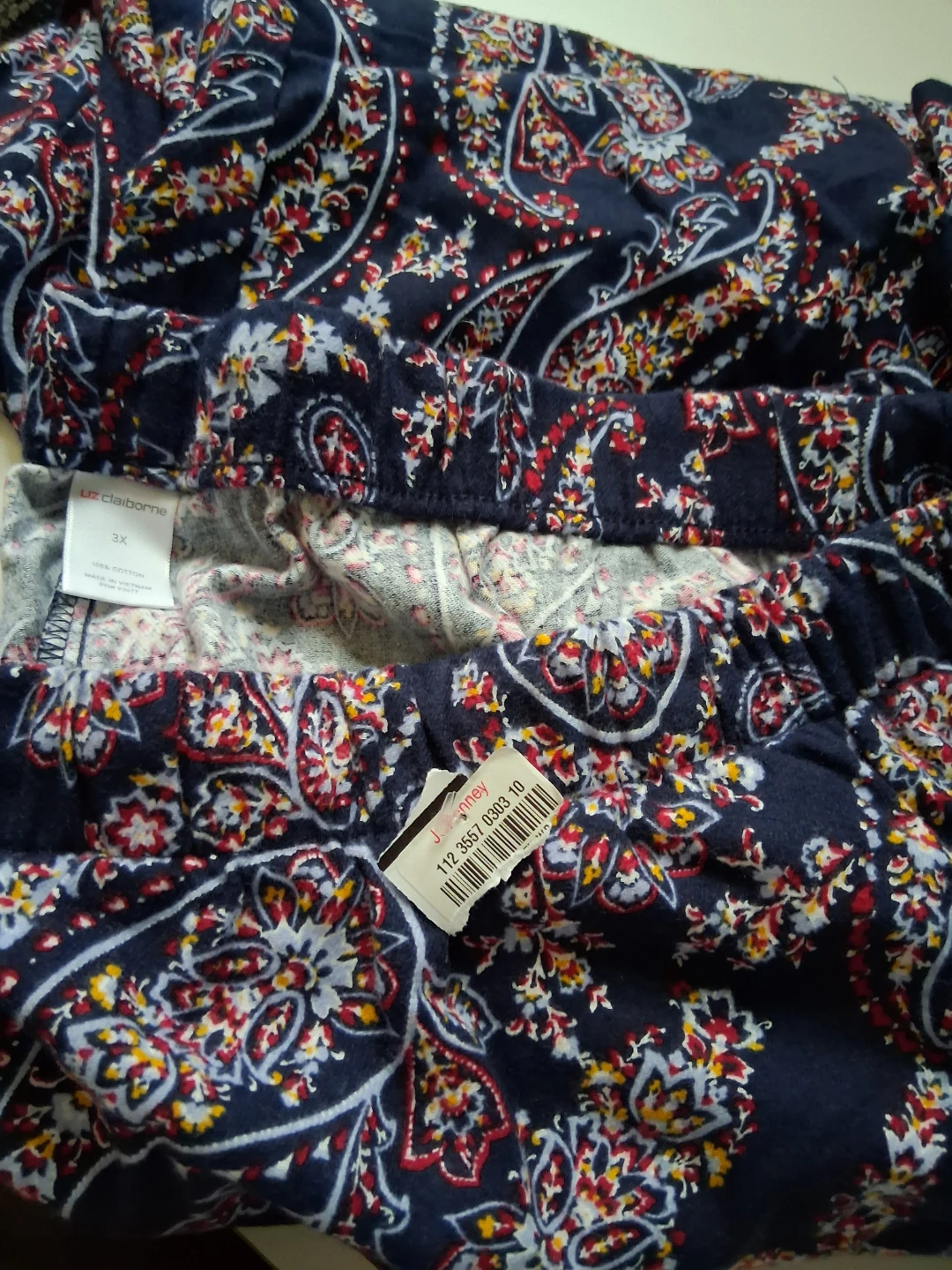 Liz Claiborne Pajama Pants 3X Navy Paisley