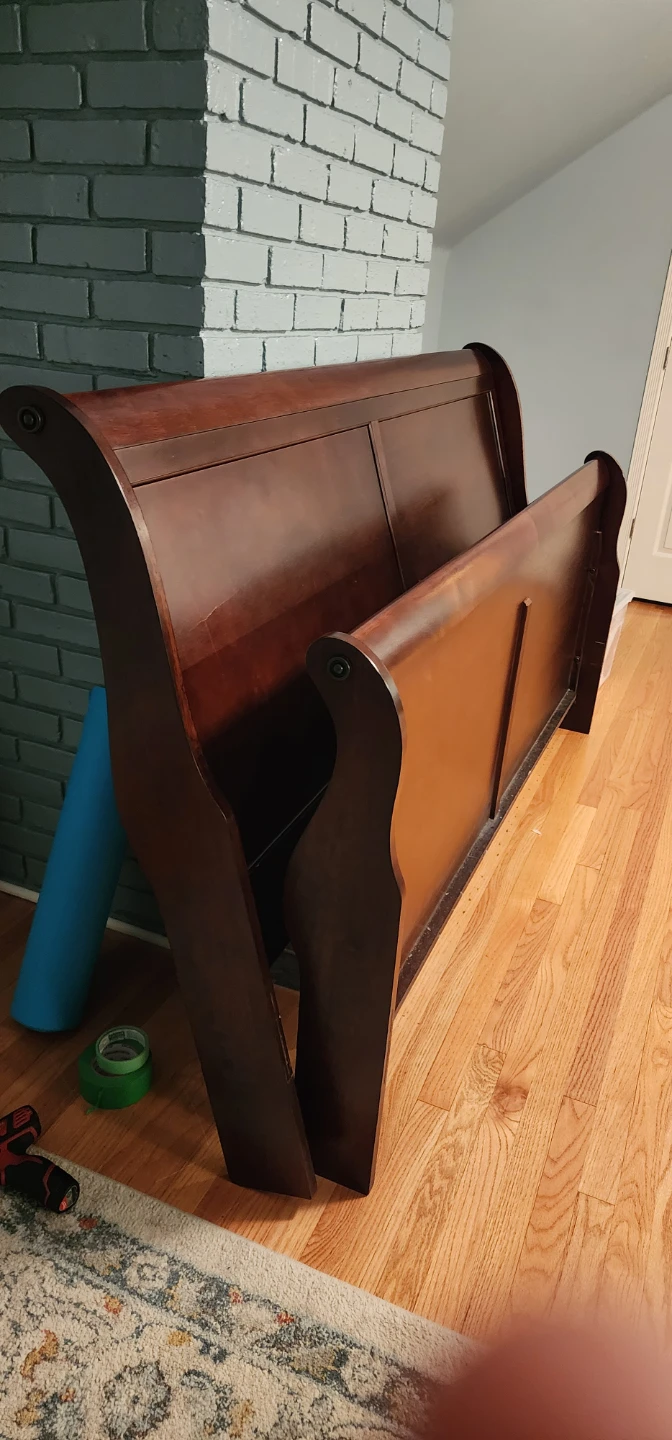 Wooden Sleigh King Sized Bed Frame - Dark Brown - photo 3