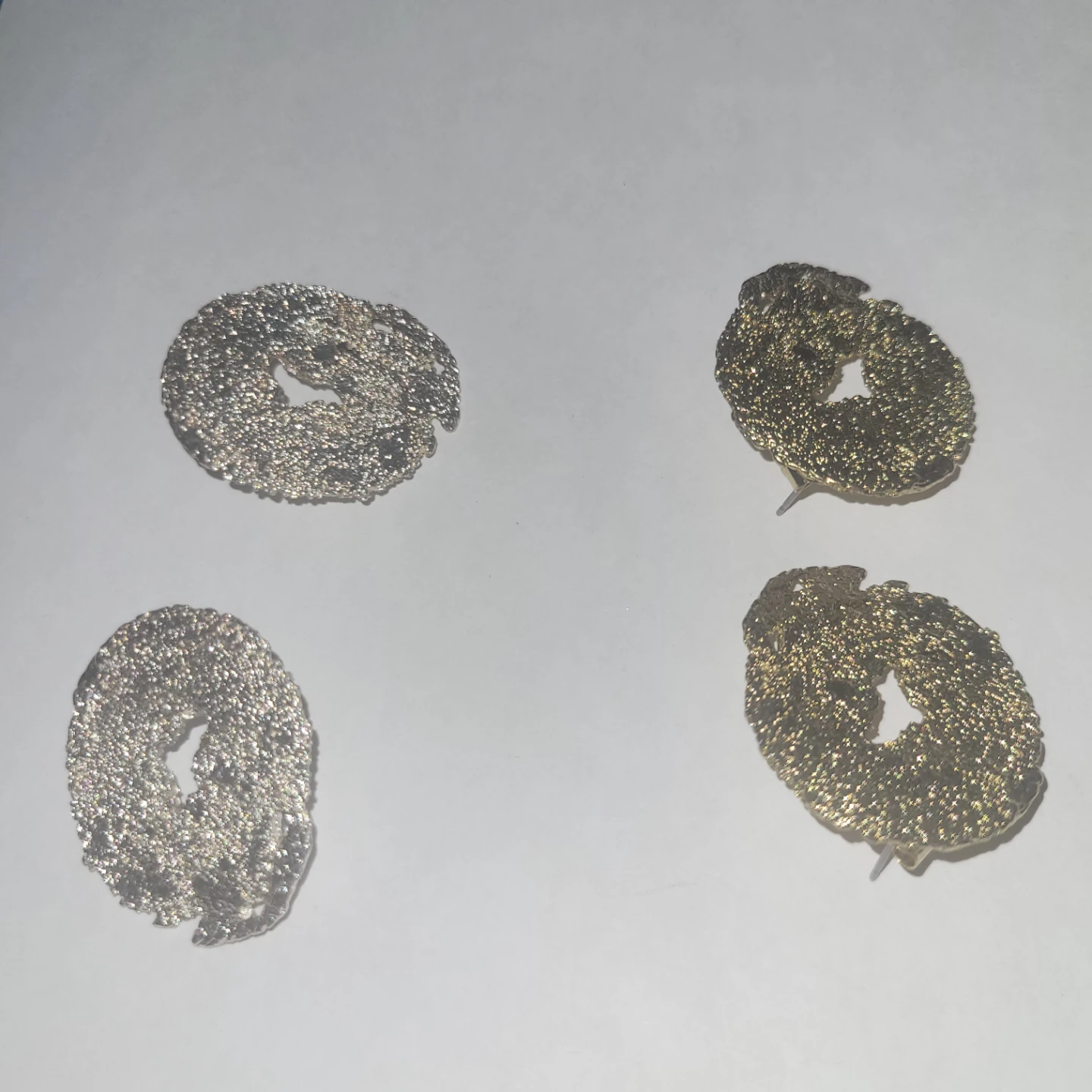 Zara Textured Round Stud Earrings - Gold Tone & Silver Tone