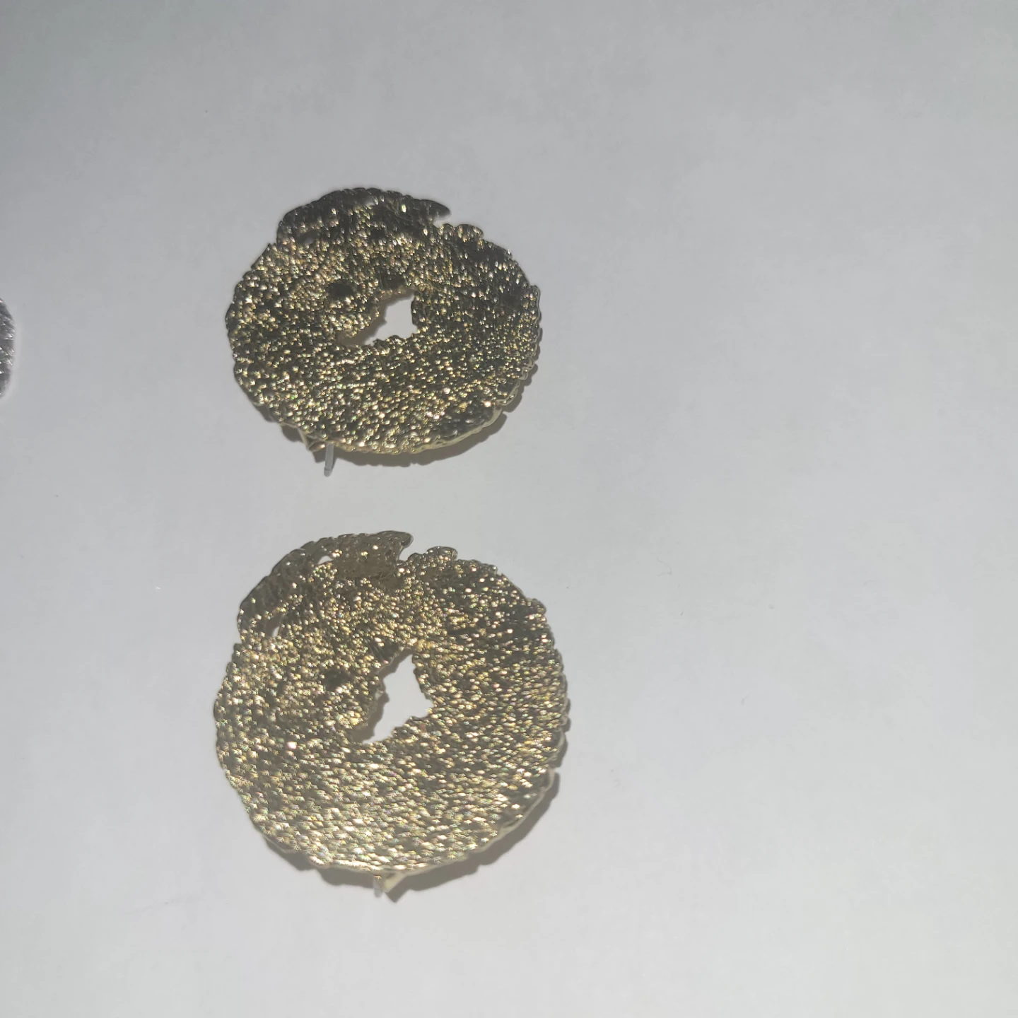 Zara Textured Round Stud Earrings - Gold Tone & Silver Tone - photo 2