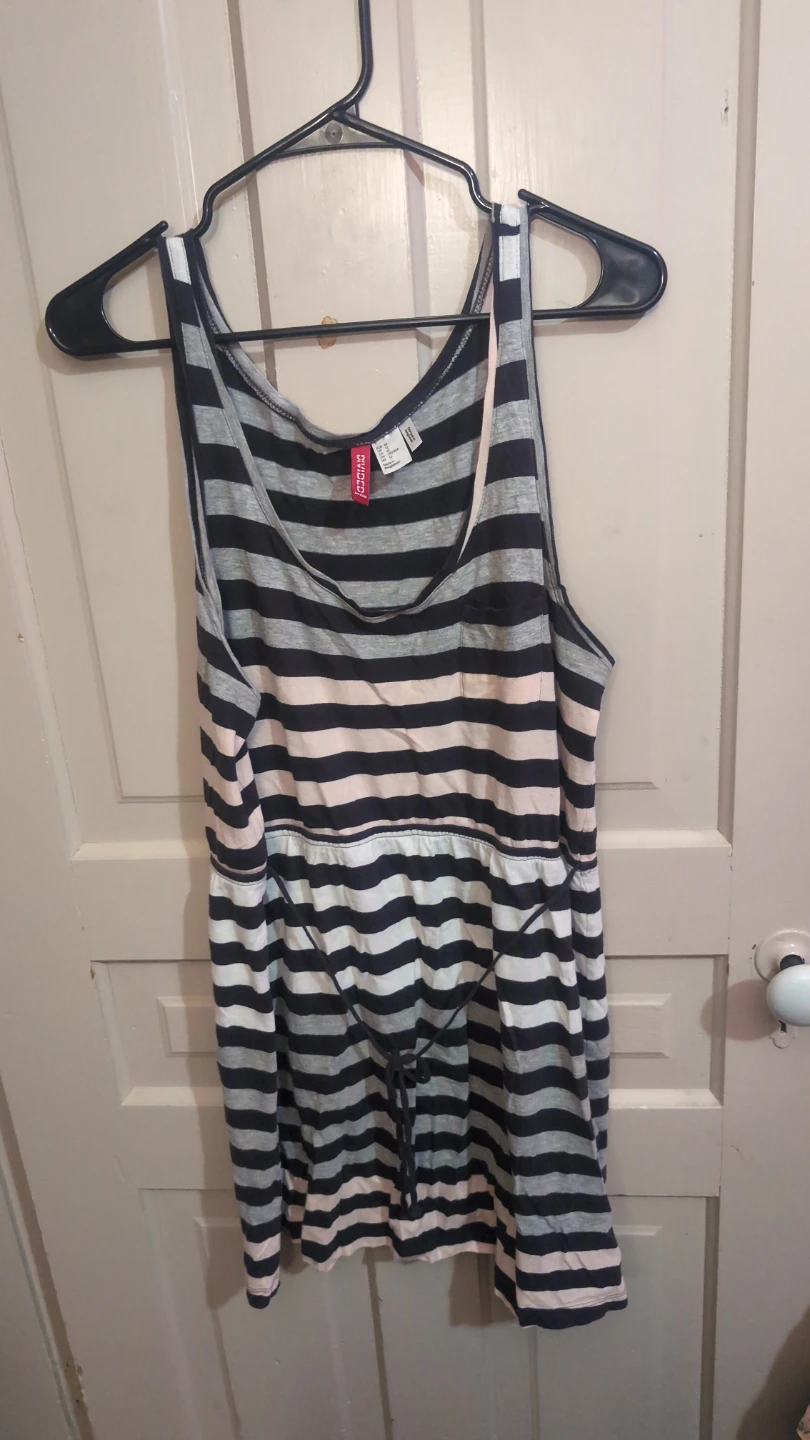 Divided H&M Striped Tank Dress with Drawstring Waist