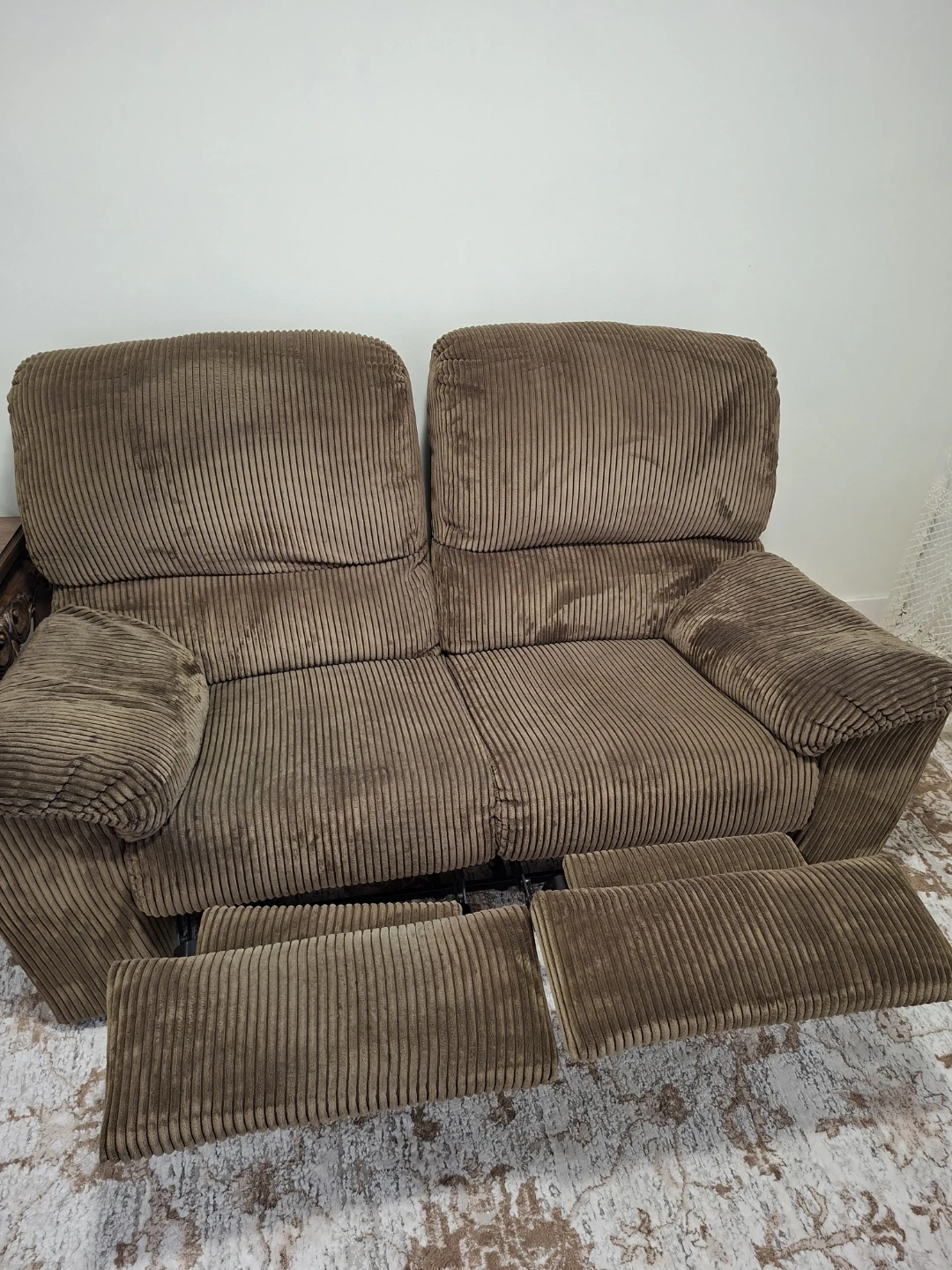 Brown Corduroy Recliner Loveseat